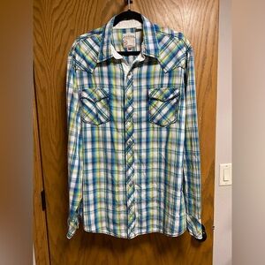 Roper Mens Shirt Western Wear the West Plaid Long Sleeve Snap Buttons Cowboy-XL
